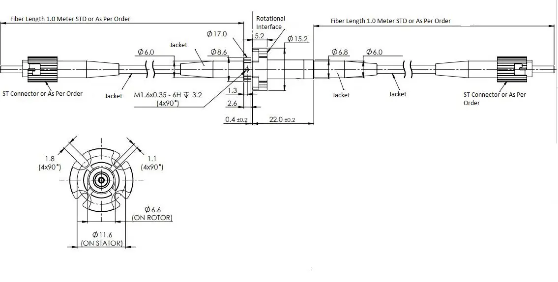 Fiber optic optic rotary joint, signal  Slip ring  with IP68 2000 rpm working Speed for,for cardiovascular detector (OCT)