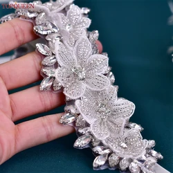 TOPQUEEN Bridal Belt Bohemian Wedding Sash Rhinestone Beaded Flower Belt Bridesmaid Dress Accessories Applique S63