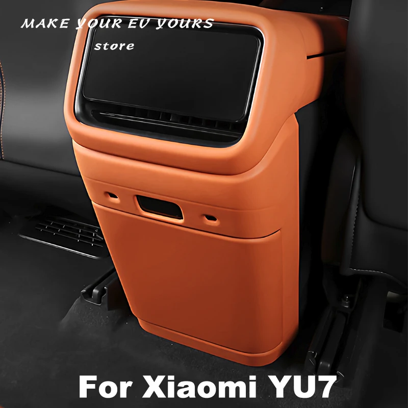 

For Xiaomi YU7 2025 2026 Rear Center Console Refrigerator Panel Leather Protective Cover Interior Accessories