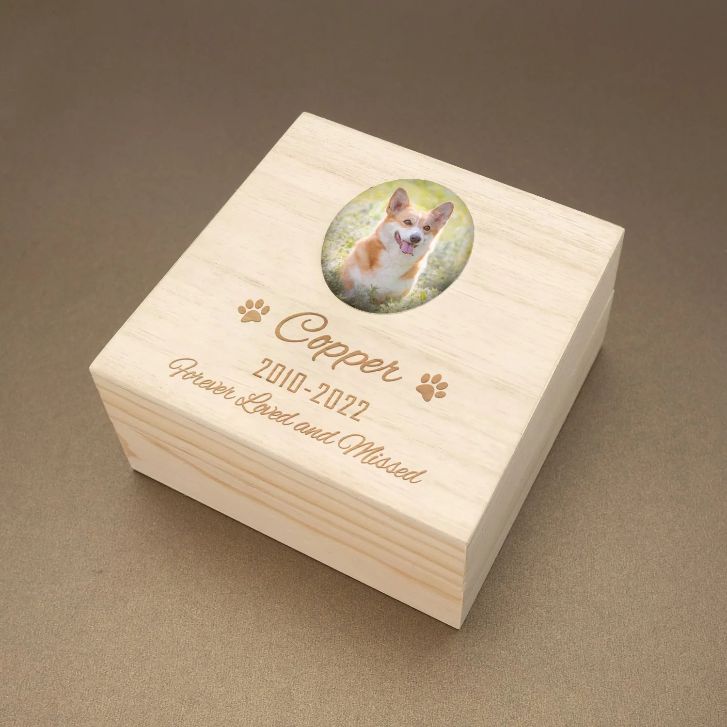 

Custom Photo Wooden Box Engraved Name Pet Fur Box Personalised Lost Pet Urn Cat Dog Hair Box Ashes Urn Box Pet Memorial Gift