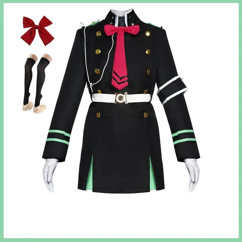 2025년 AAA 애니메이션 오브 더 엔드 시노아 히이라기 코스프레 의상 오와리 노 세라프 군복 드레스 가발 여성 카니발 할로윈
