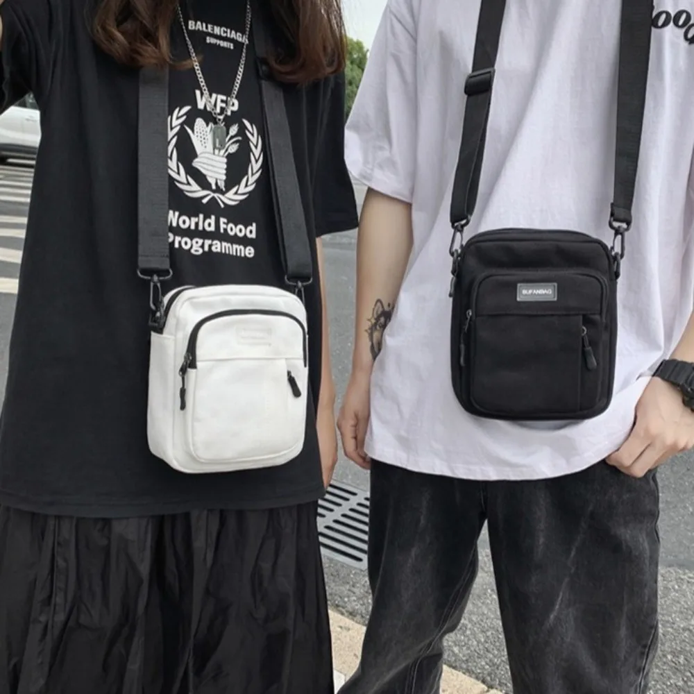 

Nylon Men's Shoulder Bag Large Capacity Multifunctional Canvas Crossbody Bag Korean Style Square Sports Phone Bag Outdoor