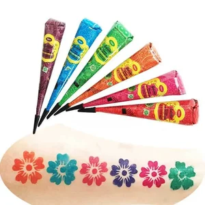 1 PCs 25G Indianer mehrfarbiger Goleha Henna -Zapfen Tattoopaste für vorübergehende Tätowierkleber Körpermalerei 8 Hauptverkaufsmix Henna - №4