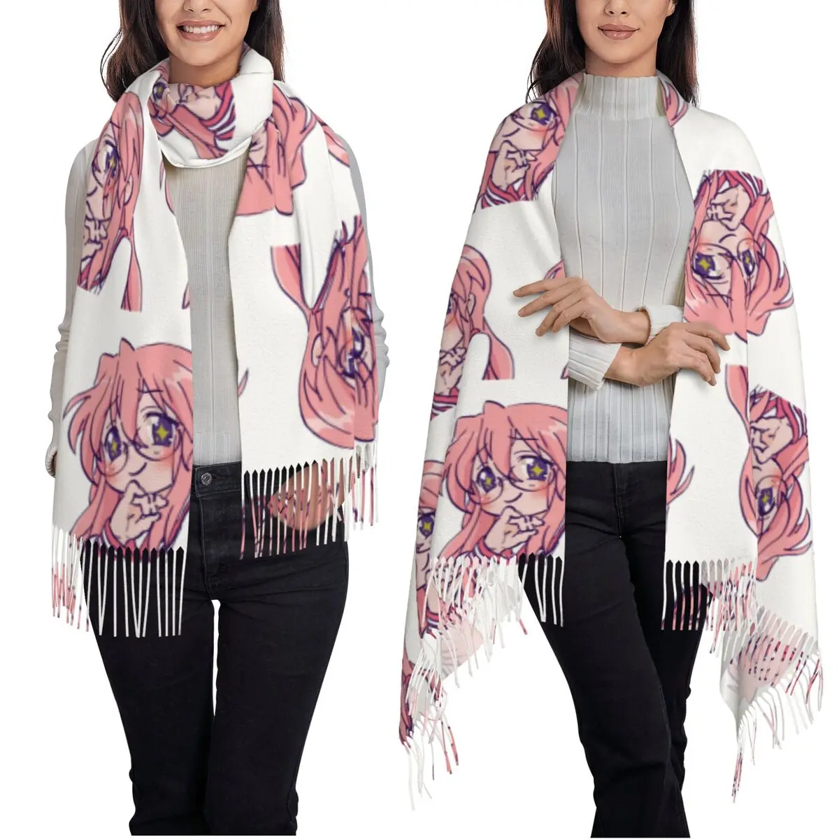 الباستيل النجوم العينين تاكارا ميوكي لاكي ستار وشاح شرابة الأوشحة للنساء شالات دافئة ويلتف كبير الخريف الشتاء شال التفاف