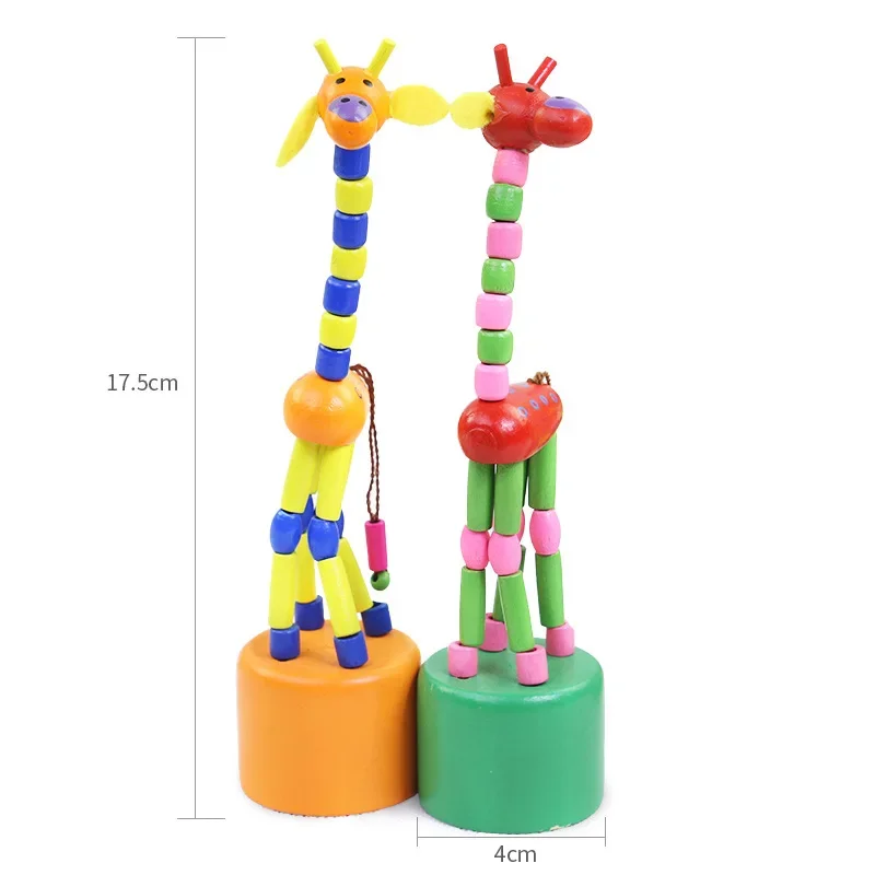 New Style Wooden Novelty Gag Toy Springs Giraffe Spring Swing Colorful Animal Baby Learning Educational Toys for Children Gifts