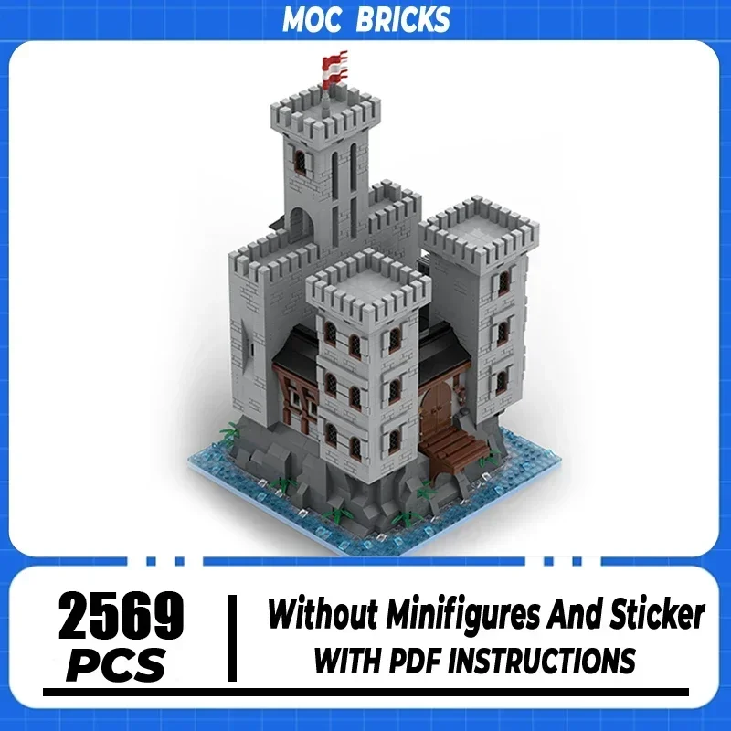 

Moc Building Block Castle on a Cliff Model Technology Brick DIY Assembly Modular City Street View Toy For Holiday Gift