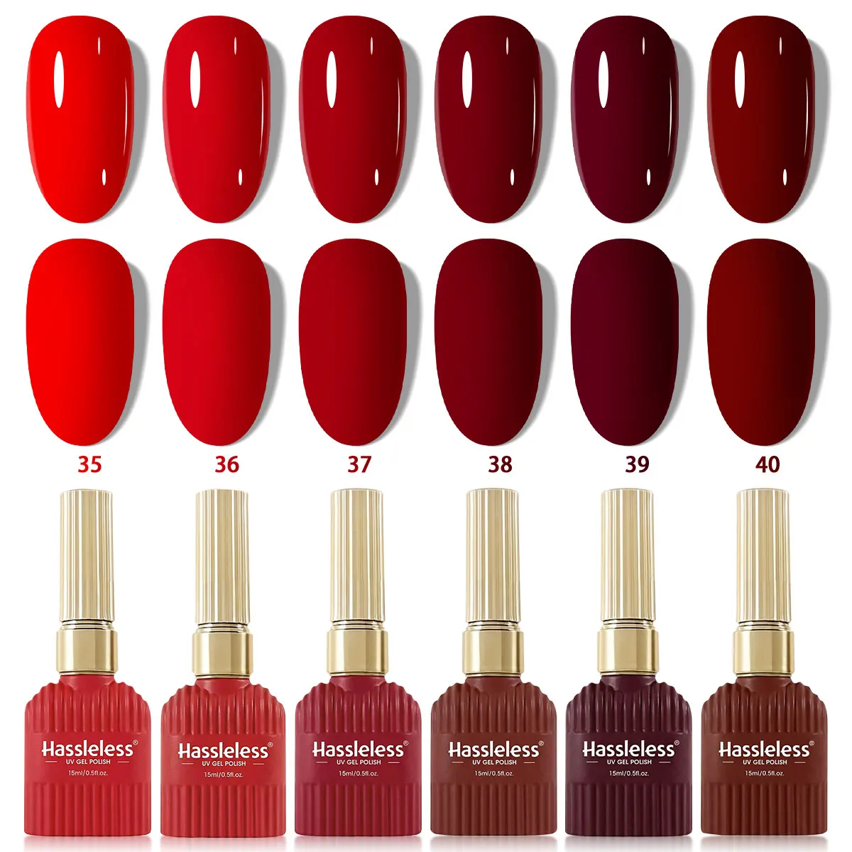 A 6-Pack of Reddish-Brown Gel Nail Polishes, Long-Lasting and Easy to Apply, Gentle on Nails, Requires LED Curing
