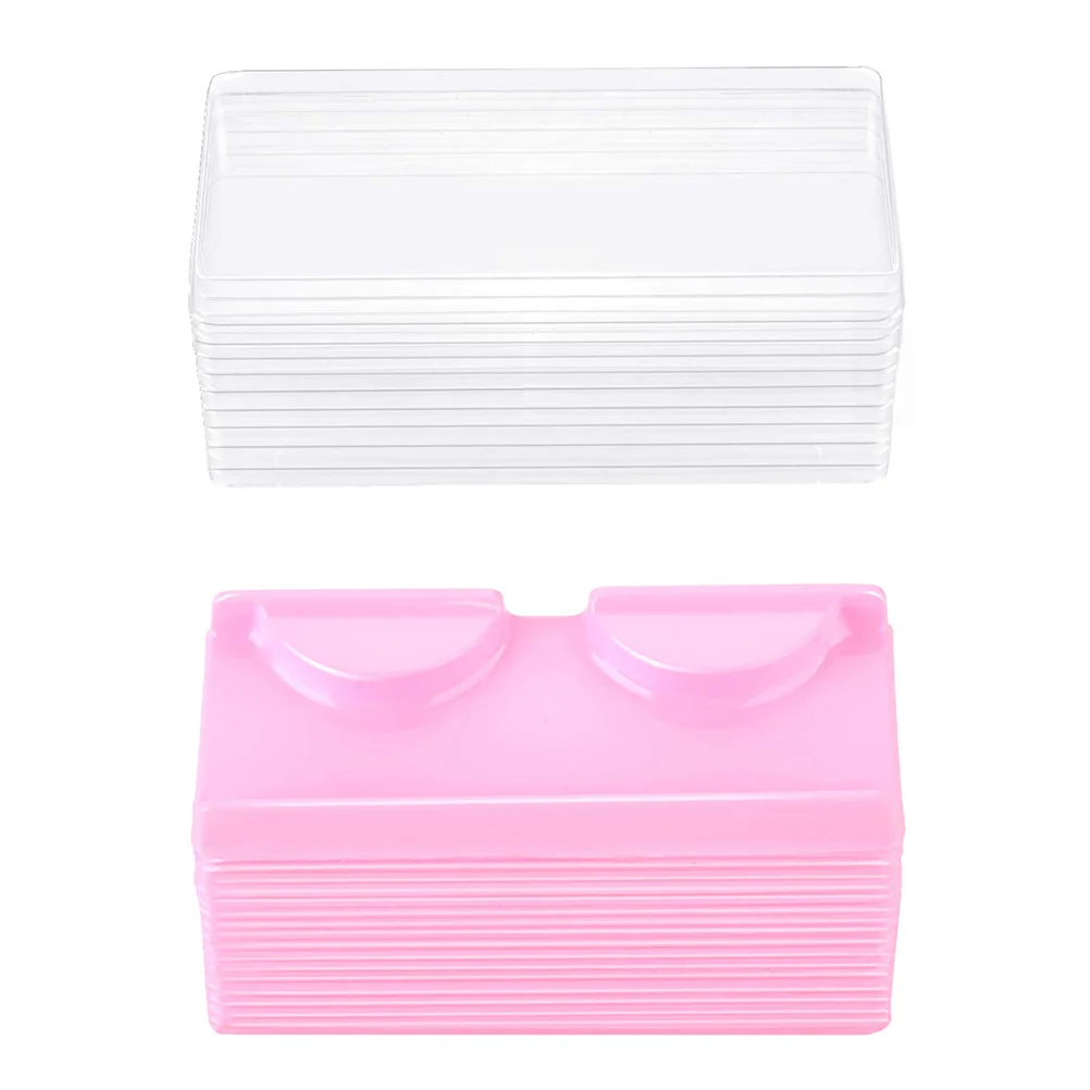 50er-Set Aufbewahrungsbox für falsche Wimpern, rosa, transparente Abdeckung, einfach zu öffnen und schließen, Wimpern-Organizer-Etui für den persönlichen Gebrauch im Salon, Make-up-Aufbewahrung