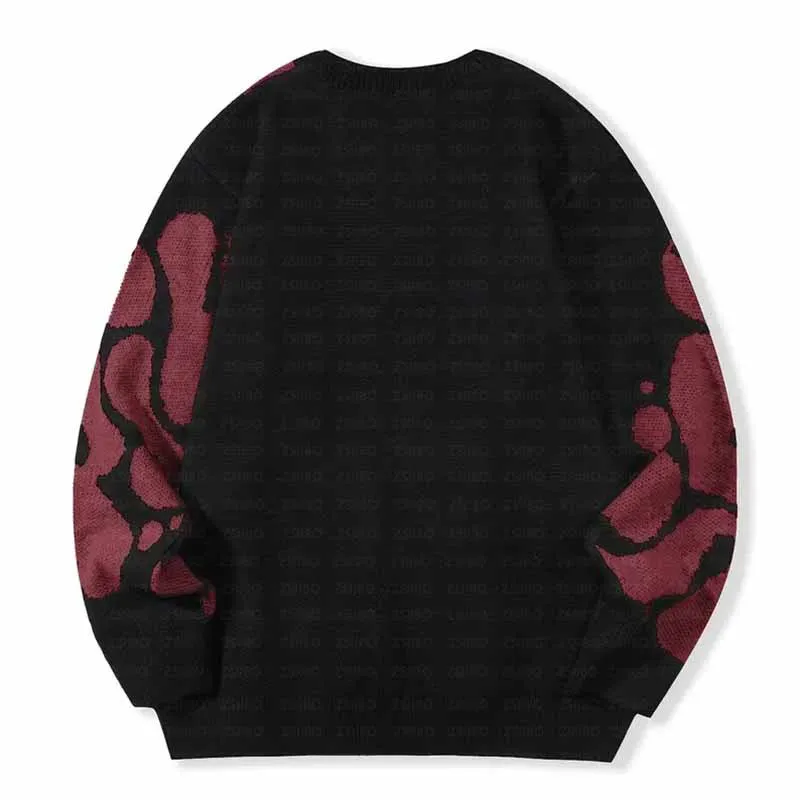 Jersey de punto con bordado de letras y cuello redondo, simple Otoño e Invierno uso diario, diseño suelto para suéter de exterior