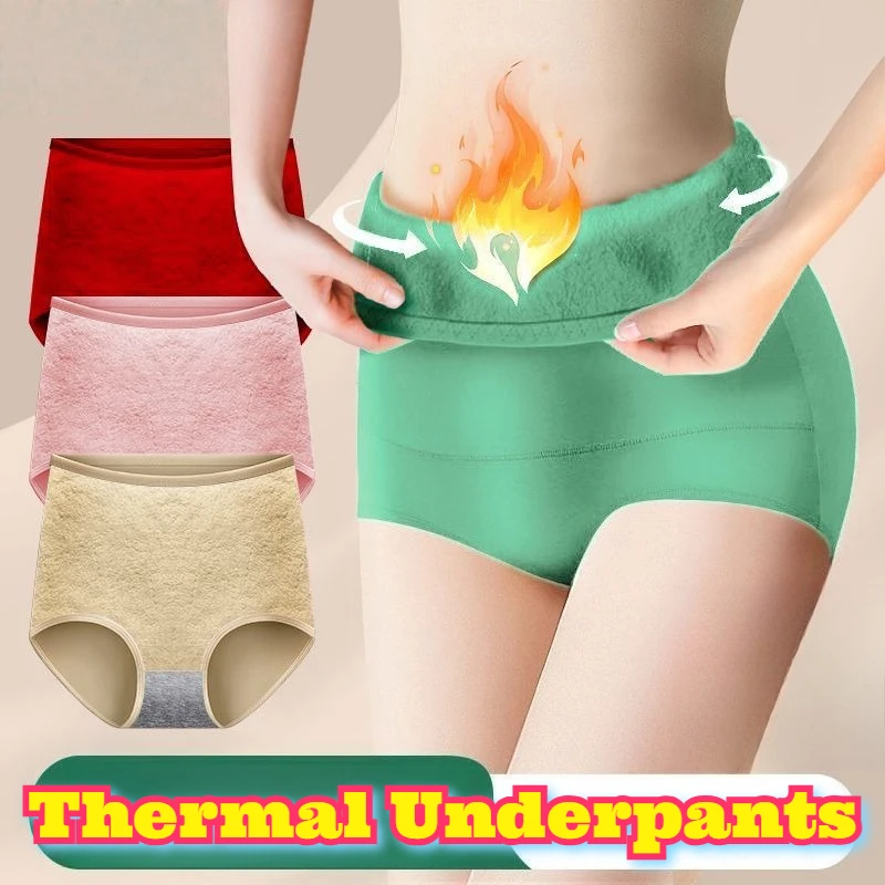 

High Waist Cotton Thermal Underwear Tummy Control Panties Front Back Fleece Lined Anti Bacterial Gusset Non Wedgie Shapewear