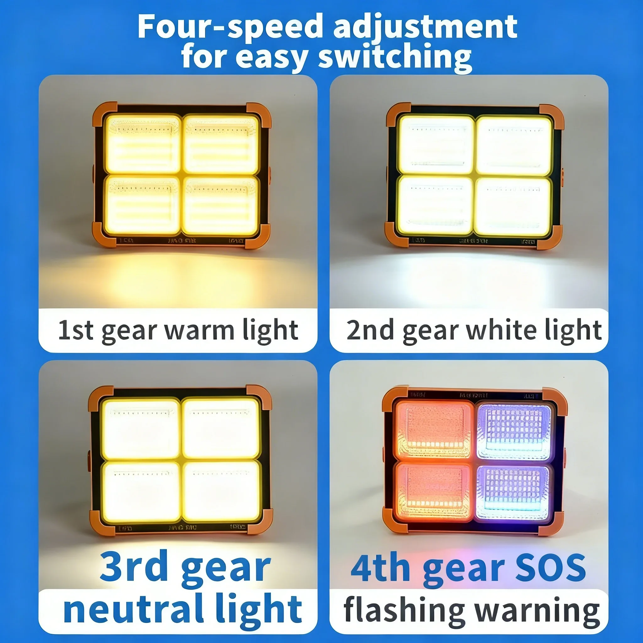 Reflektor solarny o wysokiej jasności, ładowanie przez USB-C, 4 regulowane tryby świecenia, funkcja awaryjnego powerbanku