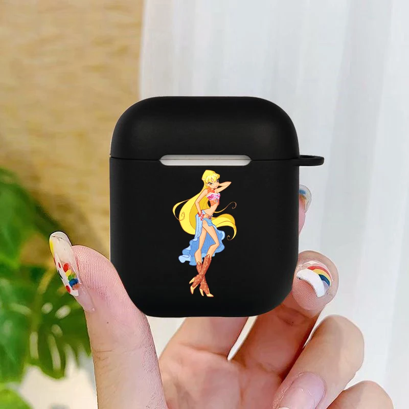 Cute Girl Winx catoon Clubs Soft silicone TPU Case For AirPods Pro2 1 2 3 Black Silicone Wireless Bluetooth Earphone Box Cover