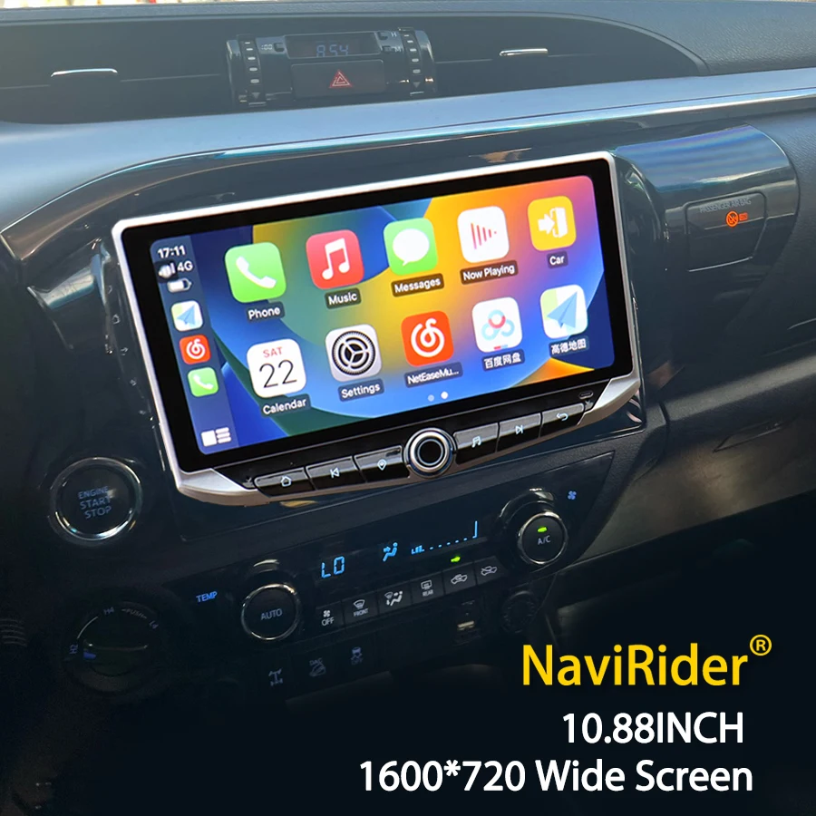 10,88 "Qled Bildschirm Android Video Player Carplay Für Toyota HILUX REVO VIGO IMV 2016-2017 Typ-C Lade GPS Multimedia Stereo