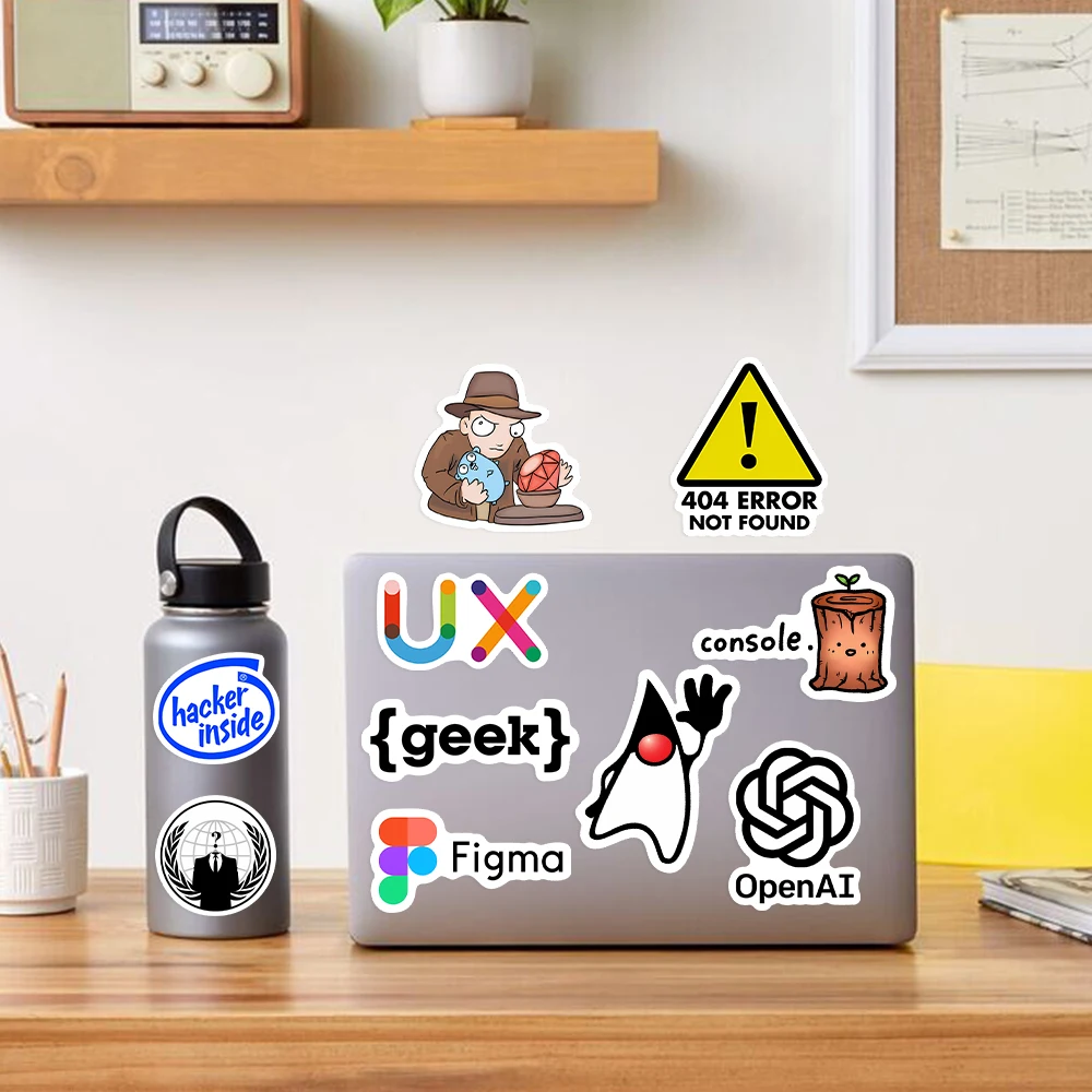 Hacker Programming Stickers Developers Languages PVC Waterproof Application Logo for Laptop Suitcase Skateboarding Fridge Phone