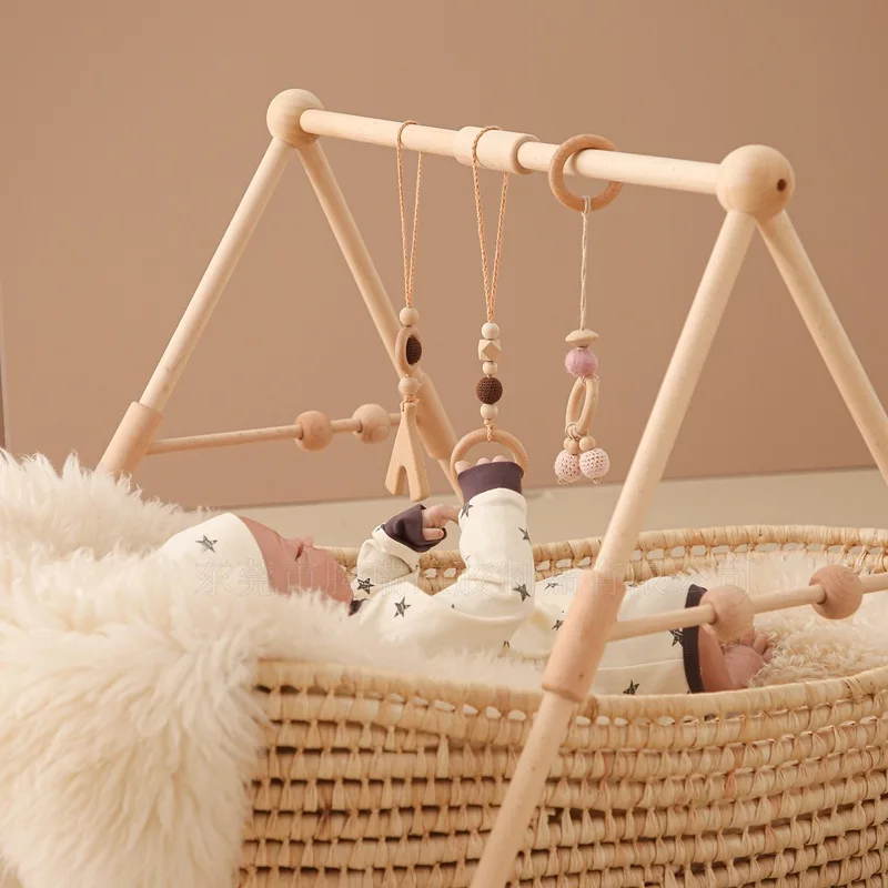 Baby Wooden Rattle Toys Play Gym Mobile Hanging Sensory Toys Foldable Play Gym Frame Activity Gym Baby Room Decorations Toys New