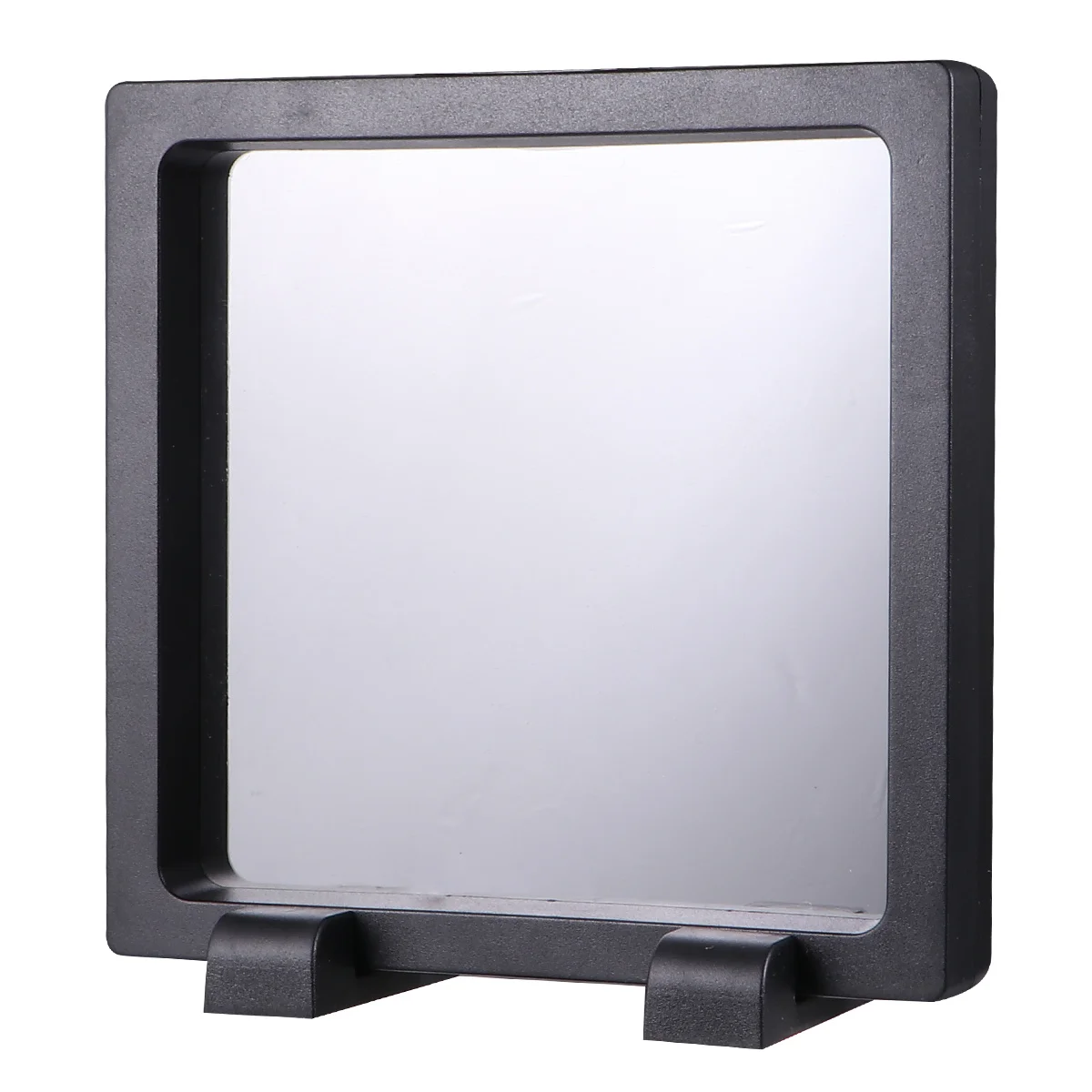 12pcs Clear Display Box Floating Holder For Jewelry Organizer Dustproof Storage Case Black 4 Boxes+8 Bases Pe Frame