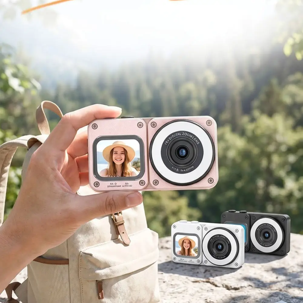 A70 Digital Camera Dual Display Selfie Camcorder 24MP HD Portable Pocket Recorder Lightweight Metallic Travel Photography Tool