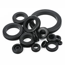 Rubber Environmental Protection Two-sided Protective Coil Cable Wire Threading Sleeve Black Buckle Type Grommet Ring Sealing Cap