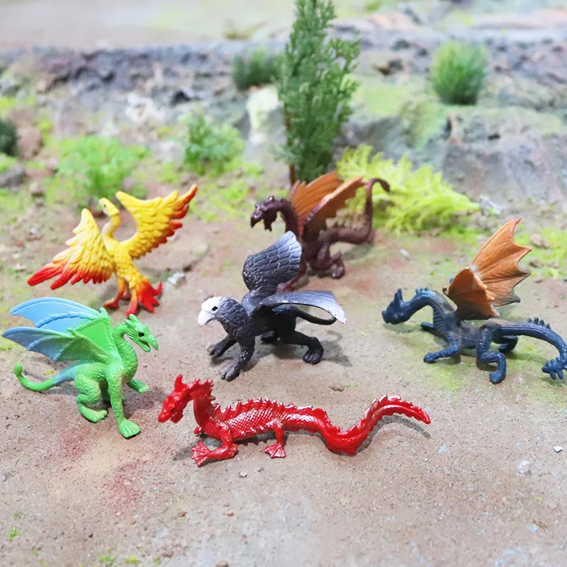 6Pcs/Set Flying Magic Dragon Mini Monsters Dinosaurs Animals Toy Action Figures Model PVC Collection Kids X-mas Gift