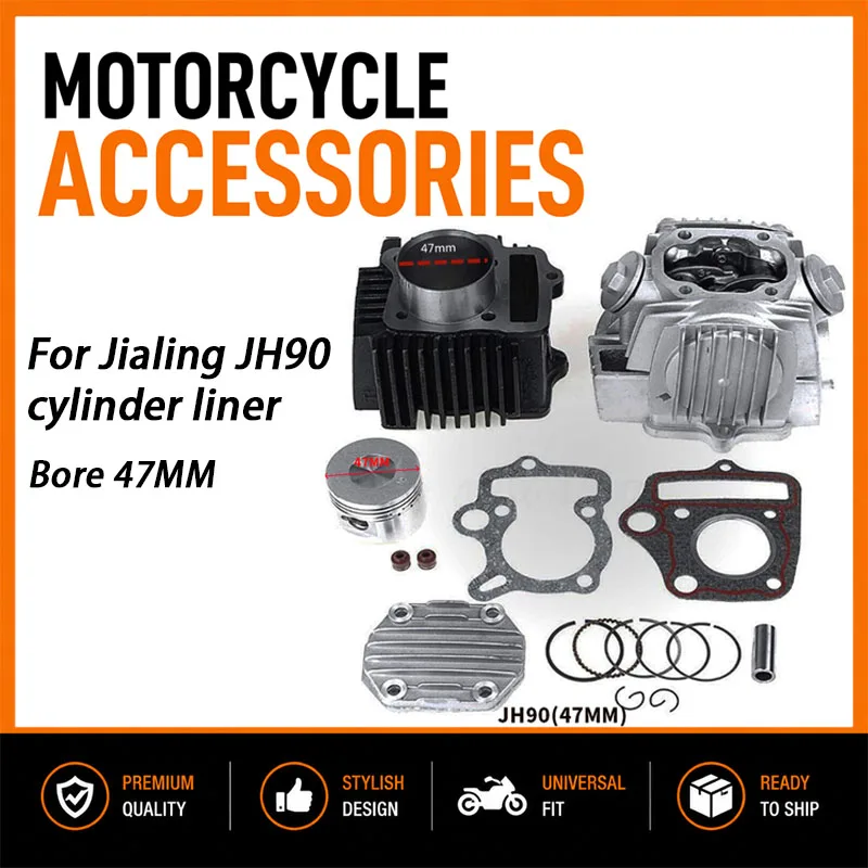 Motorcycle 47mm Engine Cylinder 90CC Head Piston Kit Set Motor For Jialing JH90 CT90 TRX 90 Motoblock ATV Parts