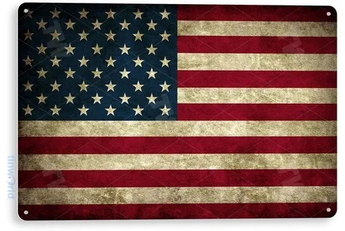 TIN SIGN American Flag , Patriotic Sign, Rustic, Distressed, Metal Decor, A212 --Tin Sign