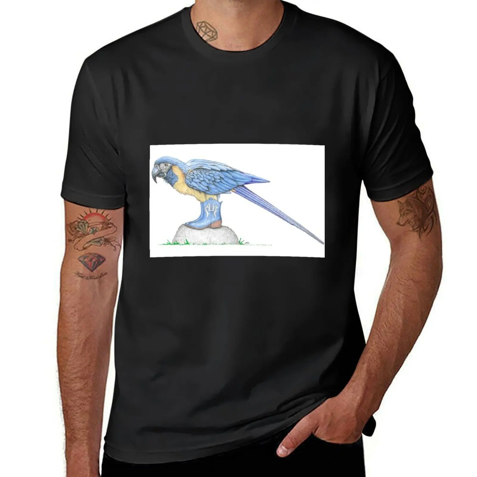 Blue Throated Macaw in Short Boots T-Shirt cute clothes cute tops mens big and tall t shirts