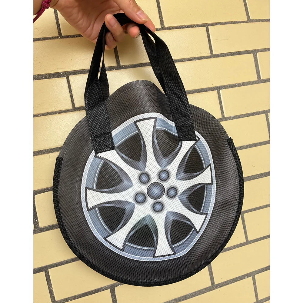 

5 Pcs Race Car Non Woven Tote Bags Racing Wheel Bag with Handles Candy Gift Goodies Treats Bag Birthday Baby Shower Party Favors