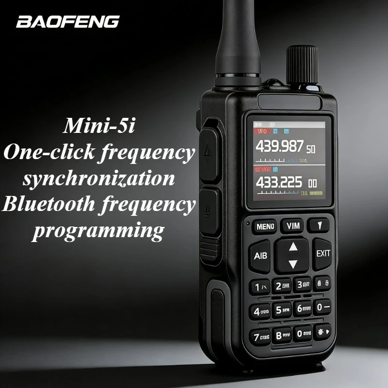 Baofeng Mini-5i Ultra Compact Two-Way Radio Long Range with OneKey Pairing Bluetooth Programming Commercial Business Walkie Part