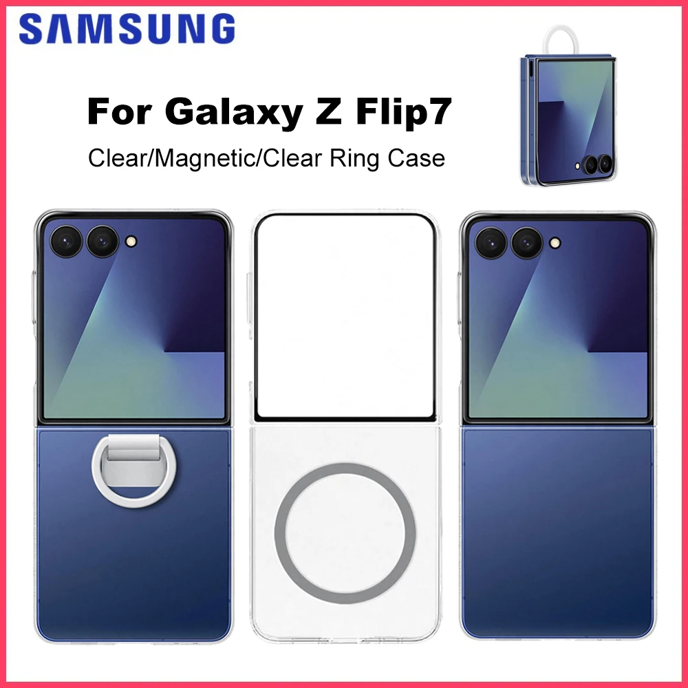

Original Samsung Galaxy Z Flip7 Z Flip 7 Clear Case Magnetic Case Clear Ring Protective Case Smartphone Case EF-QF766