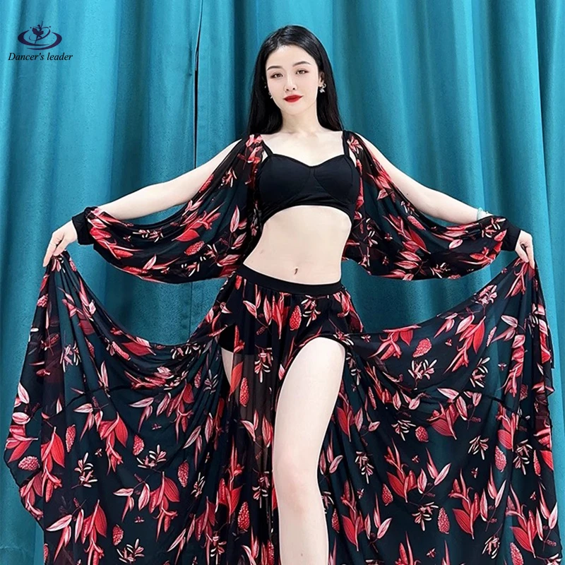 

Belly Dance Practice Clothing Red Leaves Performance Dance Costume Long Dress suit Master Oriental Dance Performance Costume