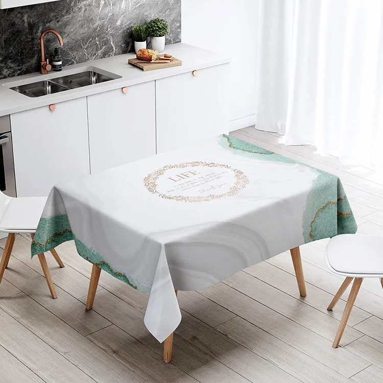 Marble Wind Halo Dyed Printed Tablecloth Waterproof and Oil Resistant Restaurant Home TV Cabinet Coffee Table Dustproof Cloth