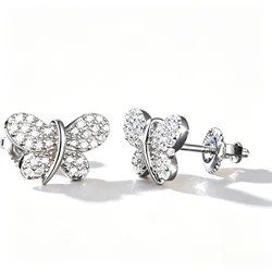 925 Sterling Silver Stud Earrings Butterfly Earrings Moissanite Earring with Gra Certificate Fashion Jewelry New 2024