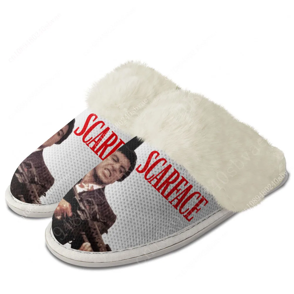 

Scarface Plush Slippers Keep Warm Shoes Mens Womens Home Cotton Bedroom Customized Thermal Lightweight Slipper DIY