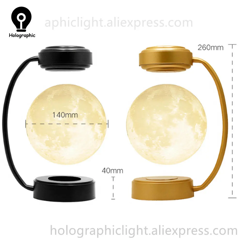 Magnetic Levitating 3D Moon Retro Atmosphere Lamp RGB LED Night Light Eye Protection USB Lamp for Bedroom Home Room Decor Gift
