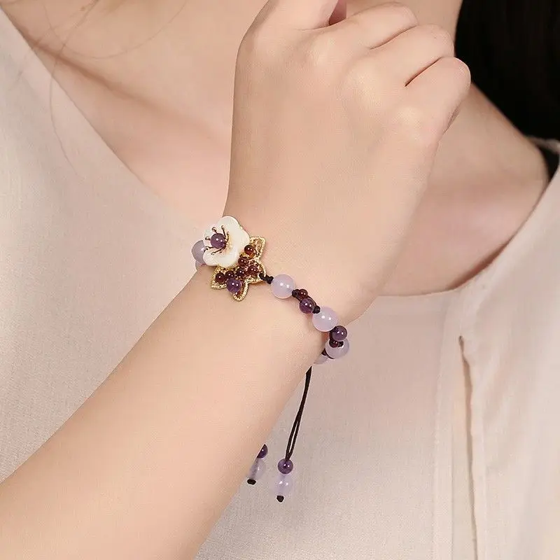 

Chinese Crystal Mori Bracelet Mori Girl Purple Ethnic Style Antique Hand String Personalized National Style Fashion Fresh Ladies