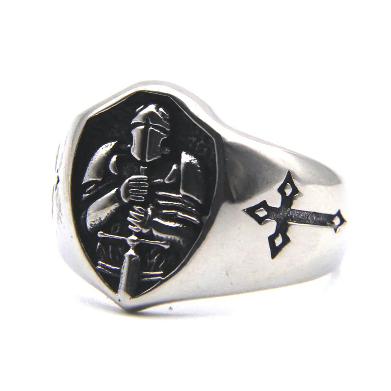 Solid Warrior Cross Ring 316L Stainless Steel Jewelry Punk Biker Style  Ring Size 7-13