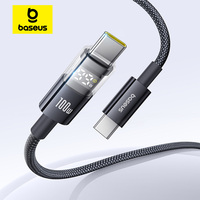Baseus USB C Cable 100W For iPhone 16 15 Pro Max LED Dispaly USB Cable Type C for Macbook pro Fast Charge Wire for Xiaomi