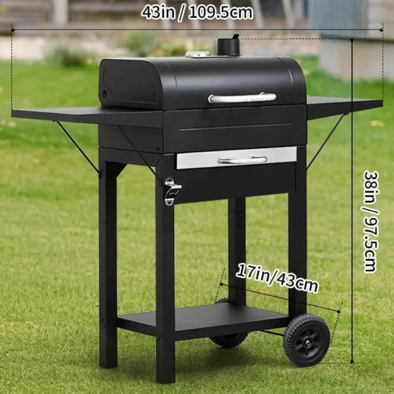 

Уличная большая тележка-гриль на колесах для двора, домашняя печь для жарки баранины, угольная печь для тушения мяса для виллы