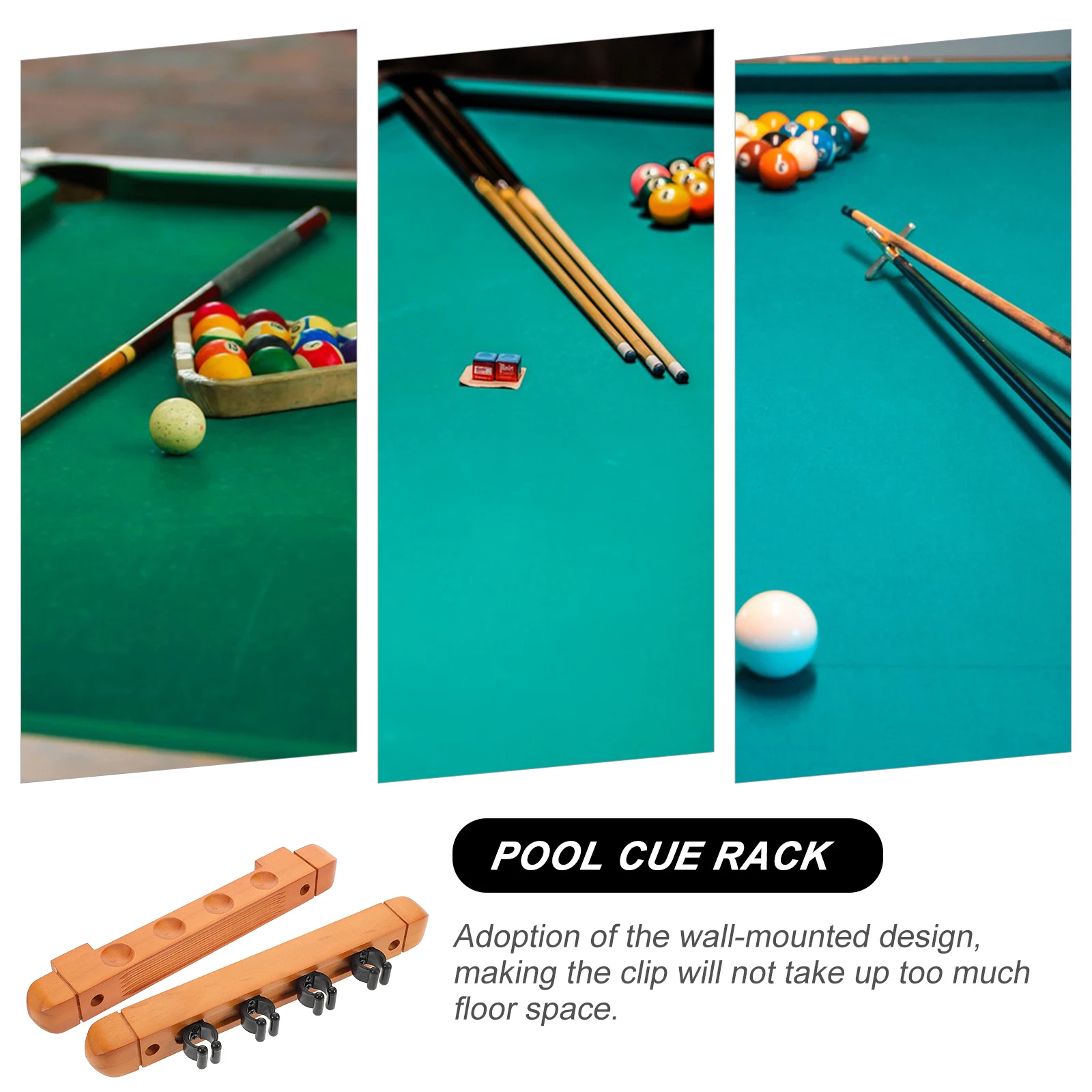 

2 Pcs Shape Billiard Rack Swimming Pool Wall Mount Holder Inflatable Solid Wood