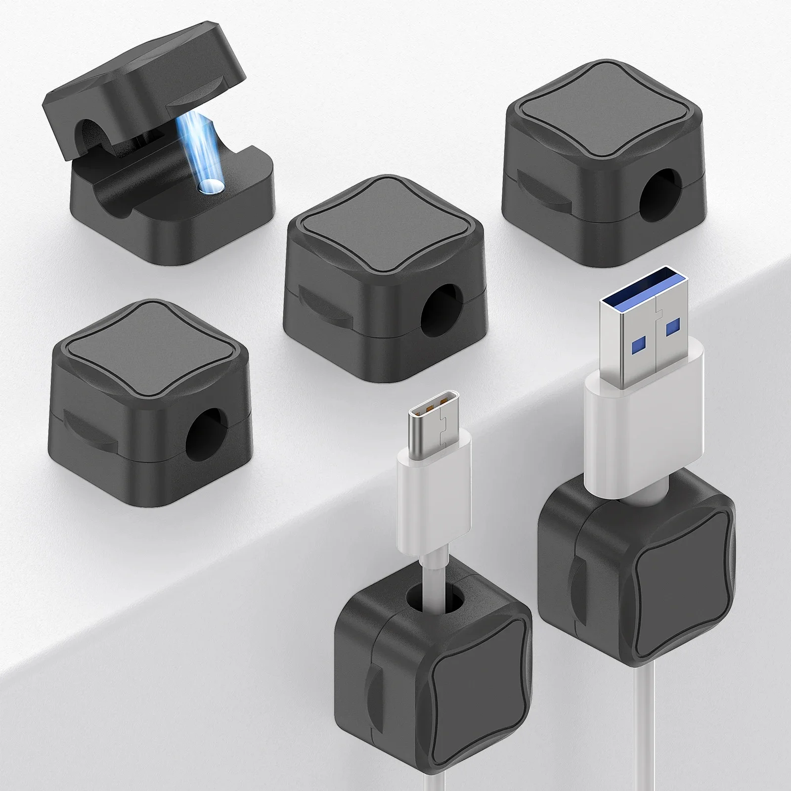 Magnetic Cable Clip Organizer - Suitable for Office, Home, Strong Adhesive Mobile Phone Charger Cable Management Clip