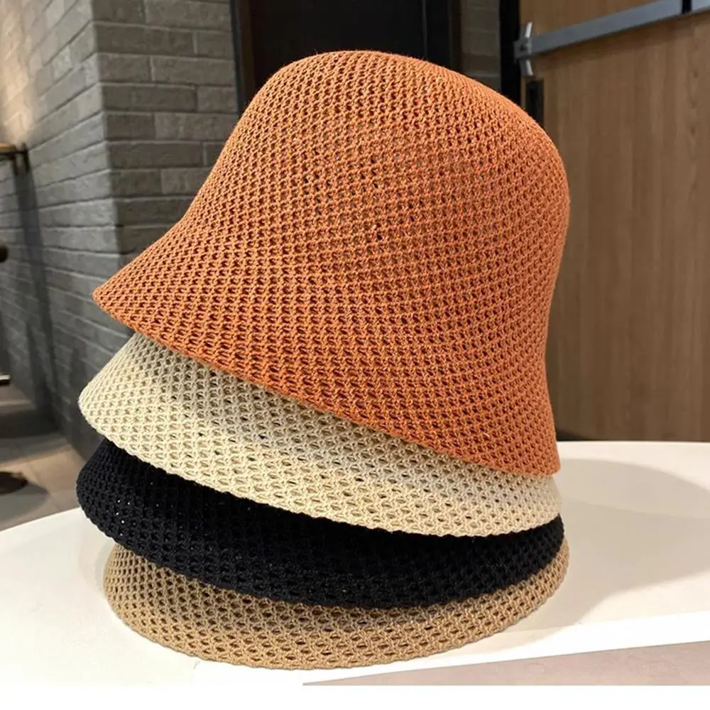 

Women Bucket Hat Summer Breathable Sun Hat Female Beach Panama Cap Fold Outdoor Fishierman Cap Hollow Out Thin Visor Hats