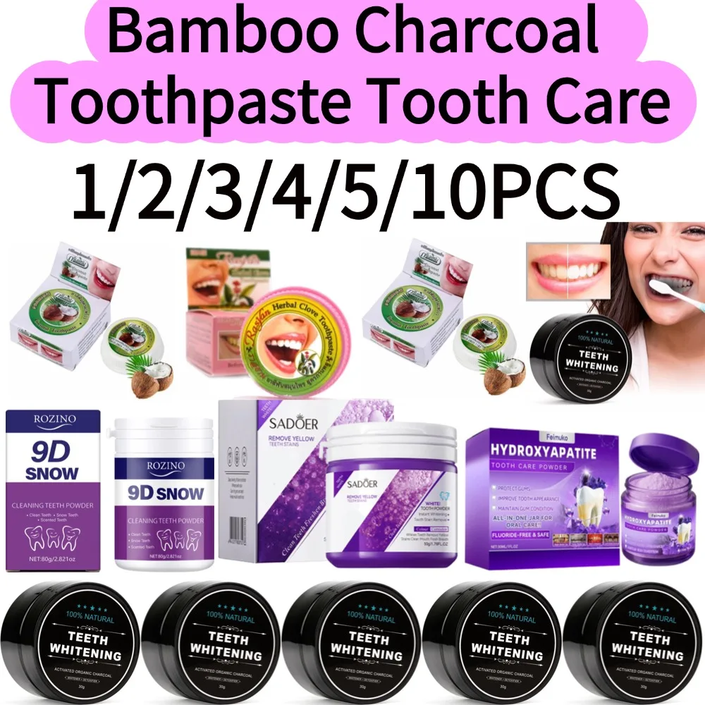 1-10PCS Bamboo Charcoal Toothpaste Teeth Activated Carbon Removing Yellow Teeth Cleaning Tooth Stain Oral Fresh Tooth Care