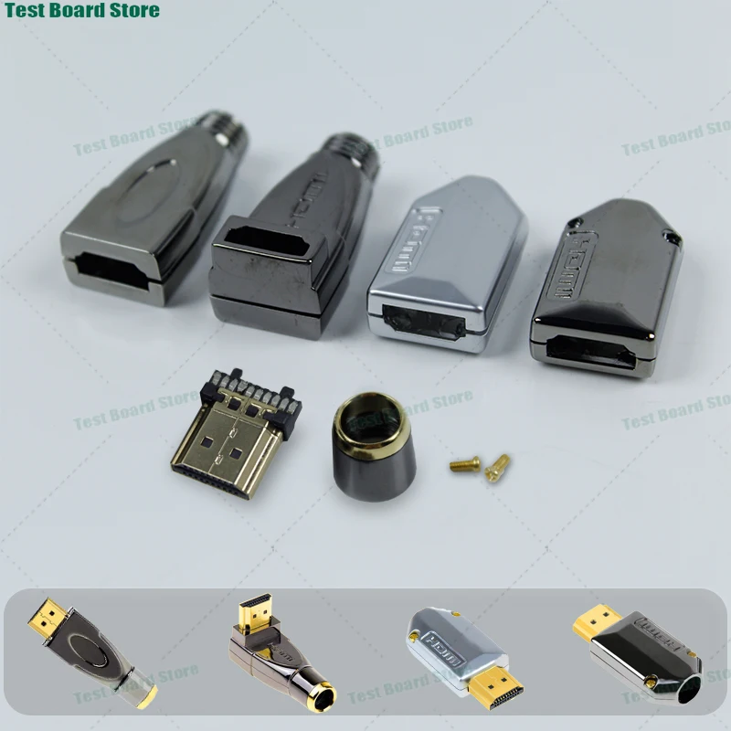 1-częściowe męskie złącze lutowane HDMI z metalową obudową, wtyczka adaptera 4K * 2K, kabel do transmisji danych o wysokiej rozdzielczości, wtyczka wideo, lutowanie DIY