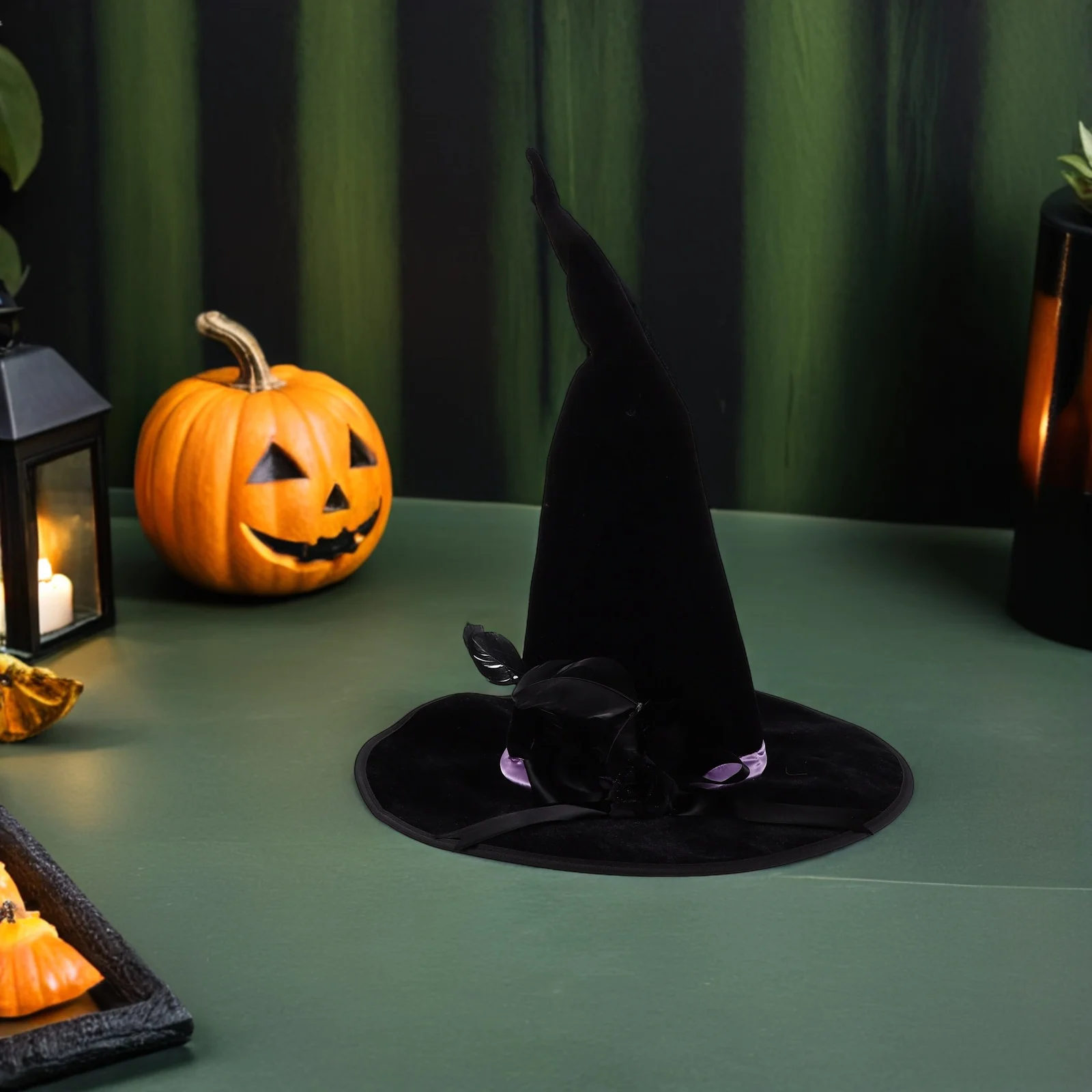 

Halloween Witch Hat Black Wizard Hat for Women Men Soft Comfortable Wear Intricate Design Cosplay Costume Accessory