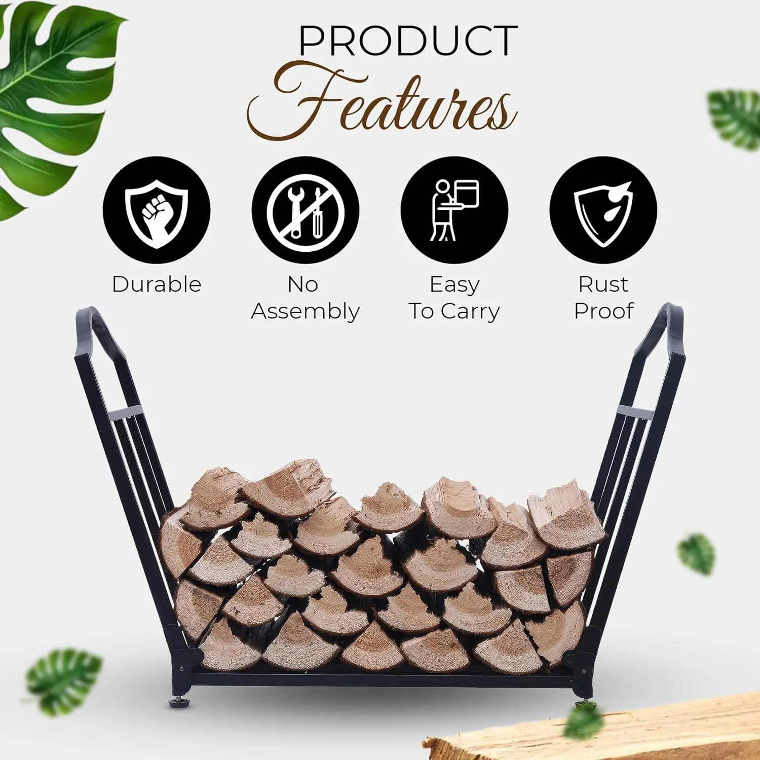 Storage Rack Metal Wrought Iron Wood Stacking Firewood Rack Firewood Storage Rack