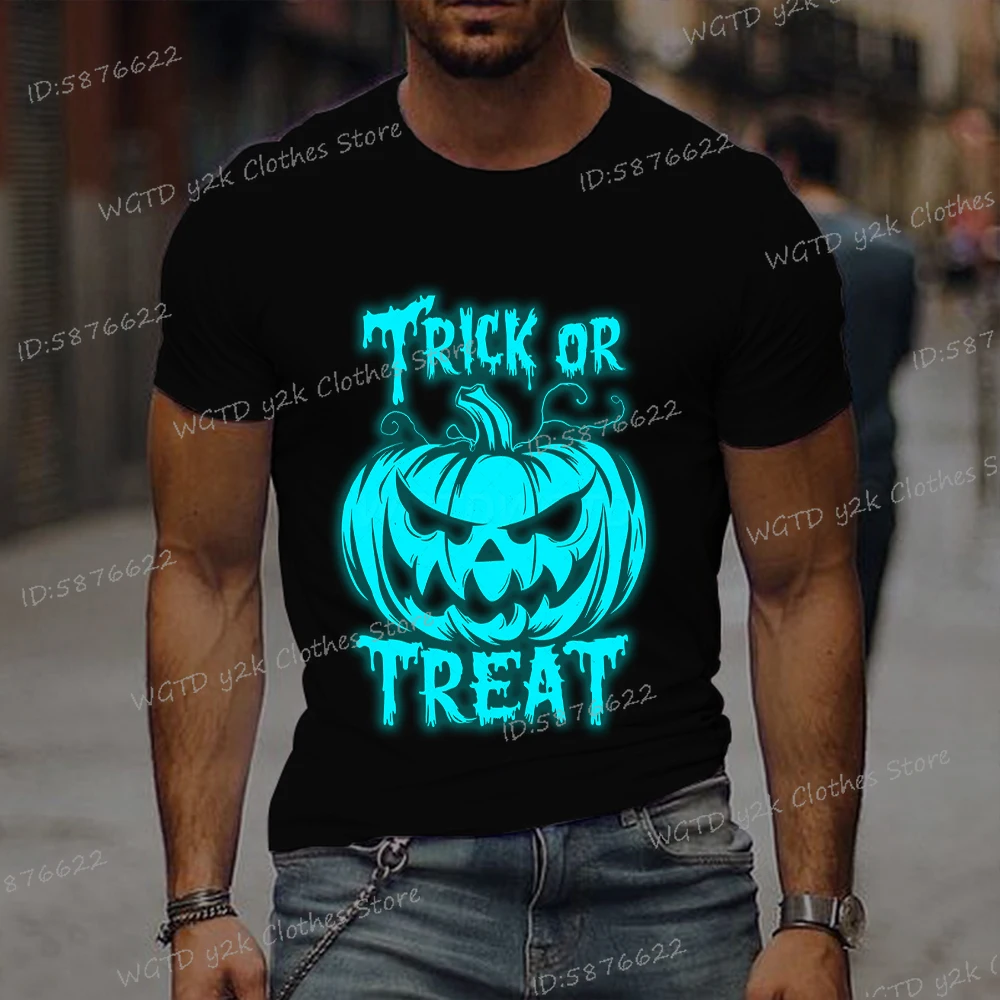 

Trick or Treat Fashion Pumpkin Graphics T Shirt Men Women Luminous T-shirt Halloween Party Gifts Teenage Funny Halloween Tshirts