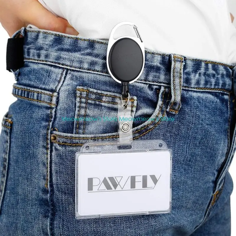 W91A 5Pcs Transparent Badge Holder with Thumb Slot, Vertical/Horizontal Badge Card Holder Holding 2 Cards, for Office