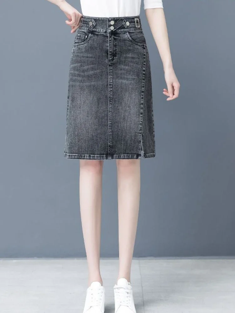 

Woman Denim Skirt Blue Tight Wrap High Waist Jeans Skirts for Women Clothing Sales A Line Quality Korean Fashion Streetwear V