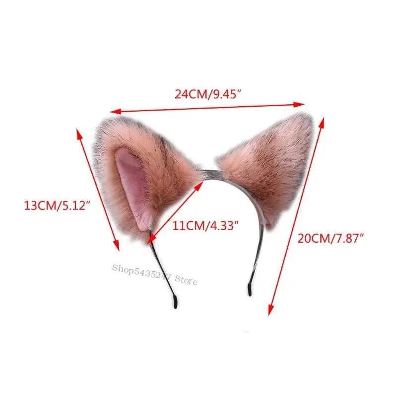 현실적인 고양이 귀 모피 플러시 헤드 밴드 애니메이션 코스프레를위한 일본 스타일 헤어 후프 액세서리 생일 파티 h7ef