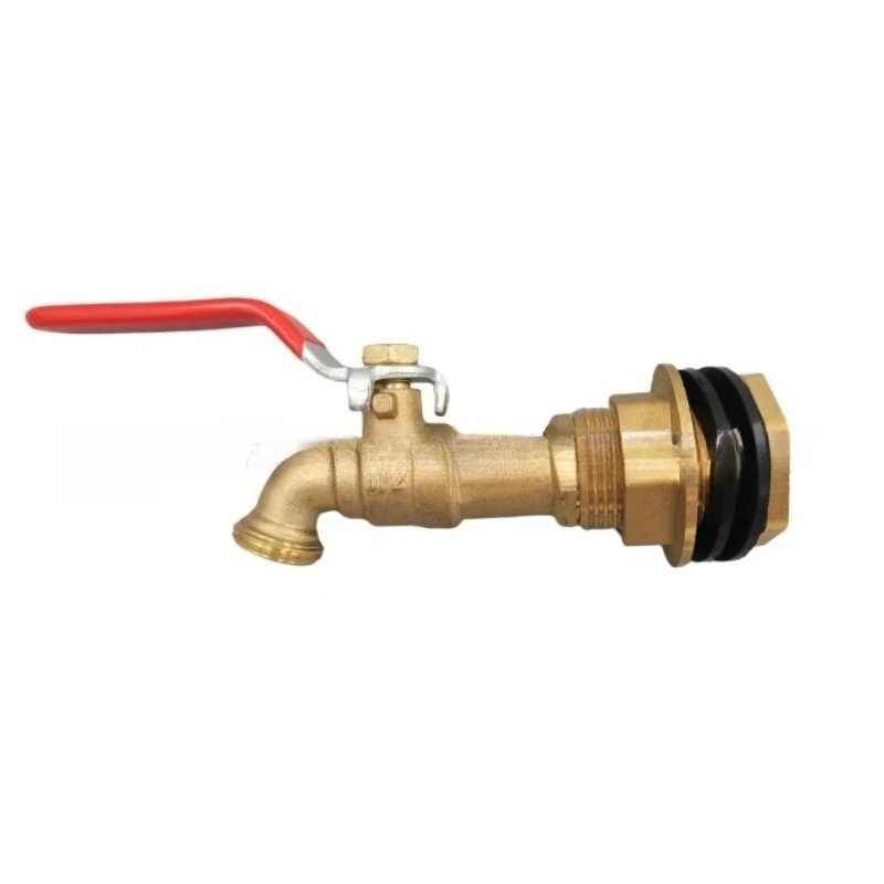 2 PCS Brass Rain Barrel Spigot 3/4*1/2 Quarter Turn Ball Valve Rain Barrel Faucet with Bulkhead for Water Tanks Tubs Pools
